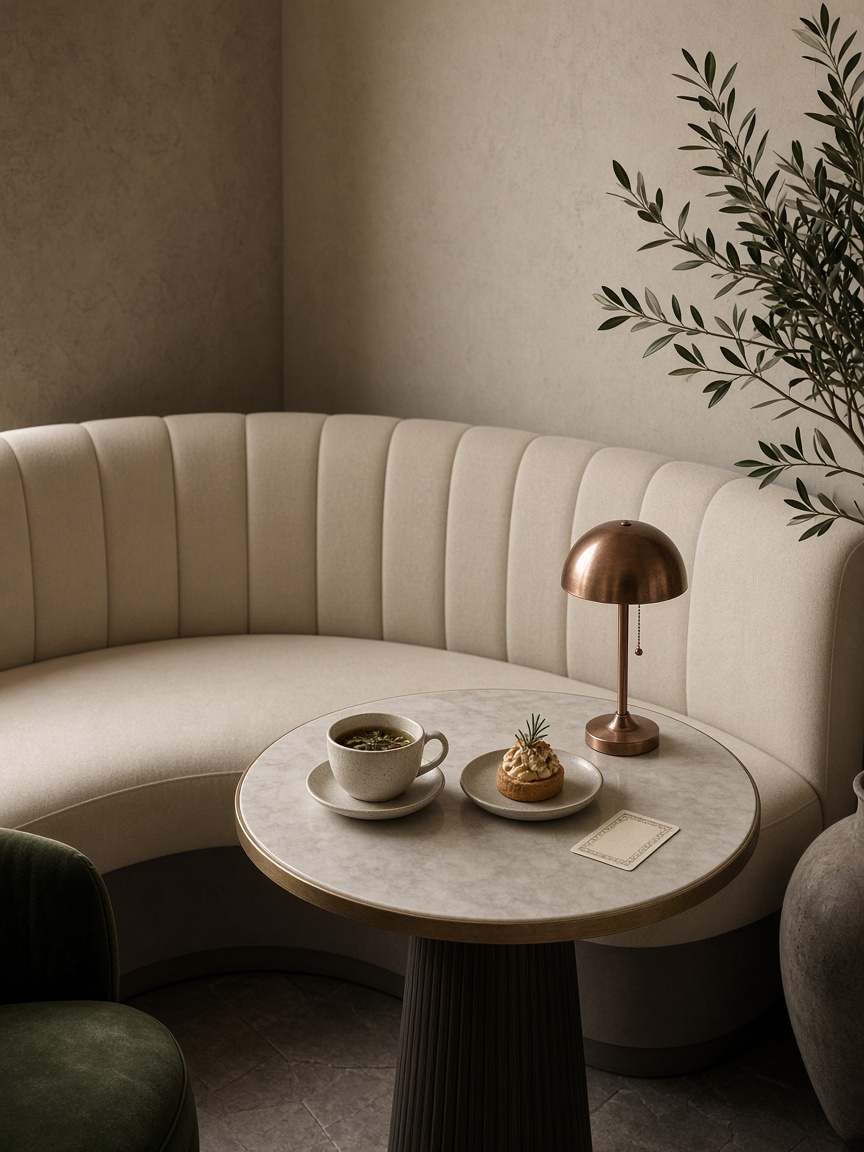 Coin calme du bistro, infusion, pâtisserie et carte à jouer
